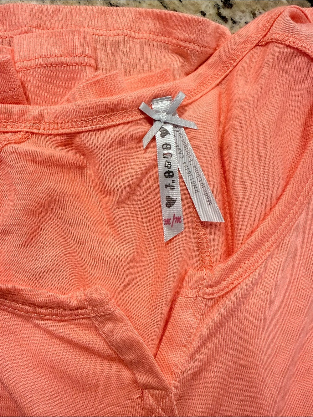 Women's Long-Sleeve Notch-Neck Tee in Coral Pink size Medium - Picture 6 of 6